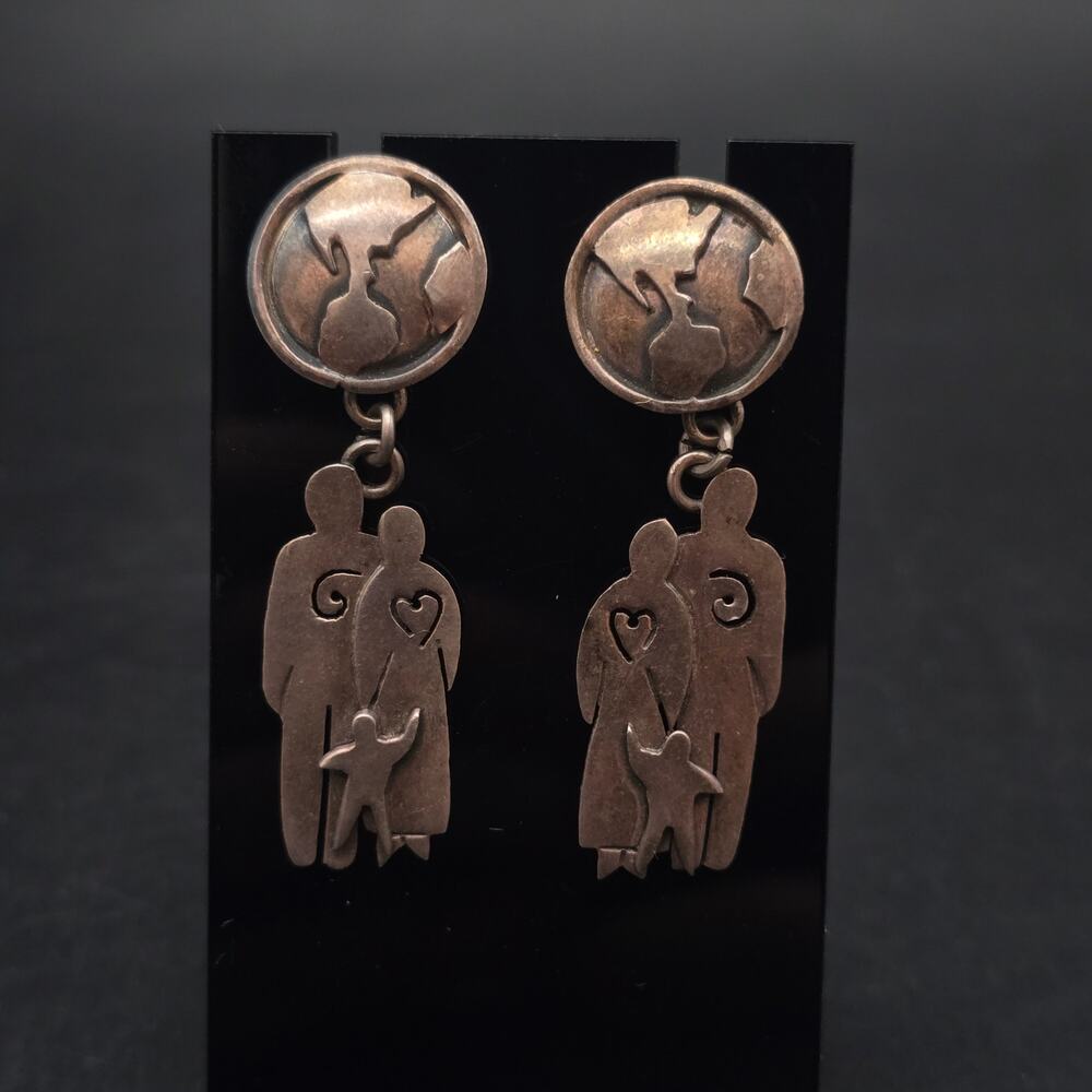 Far Fetched Sterling Silver Mother's Day Earrings Family Mom Dad Child